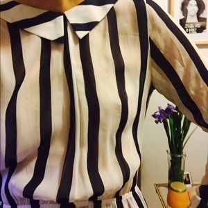 REFORMATION white & navy striped dress Size Small