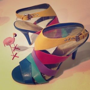 Size 10.5 Rainbow High-Heeled Sandals by Nine West