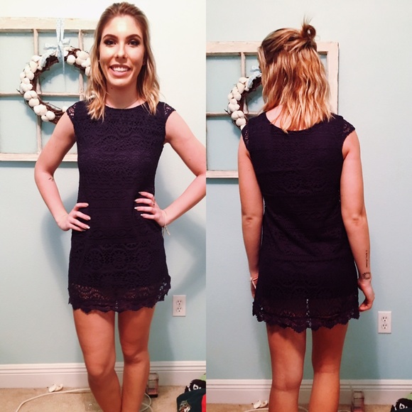 Navy Blue Lace Mini Dress