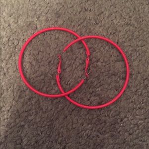 Neon pink hoop earrings