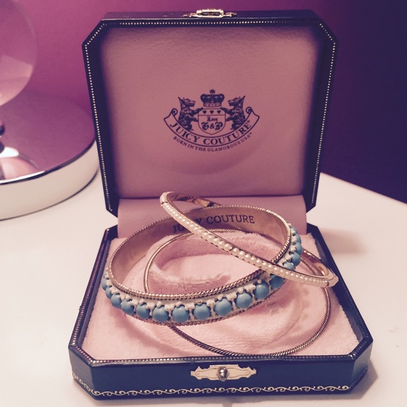 Set of 3 Juicy Couture Gold & Turquoise Bangles