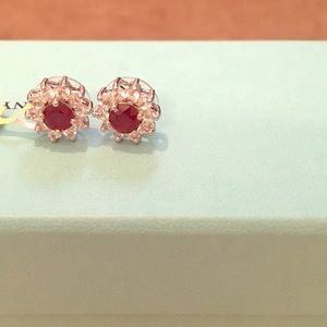 Sterling silver ruby earrings