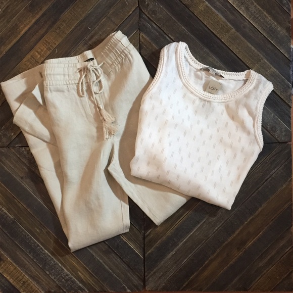 NEW beige crochet 55% linen 45% cotton top