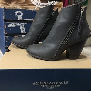AE Gray Side Zip Booties