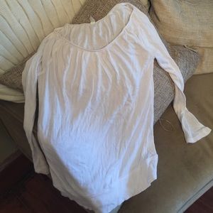 White long sleeve scrunched neck shirt