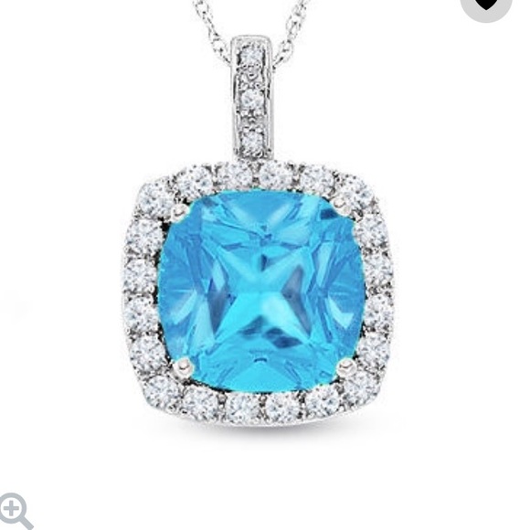 White gold blue topaz necklace