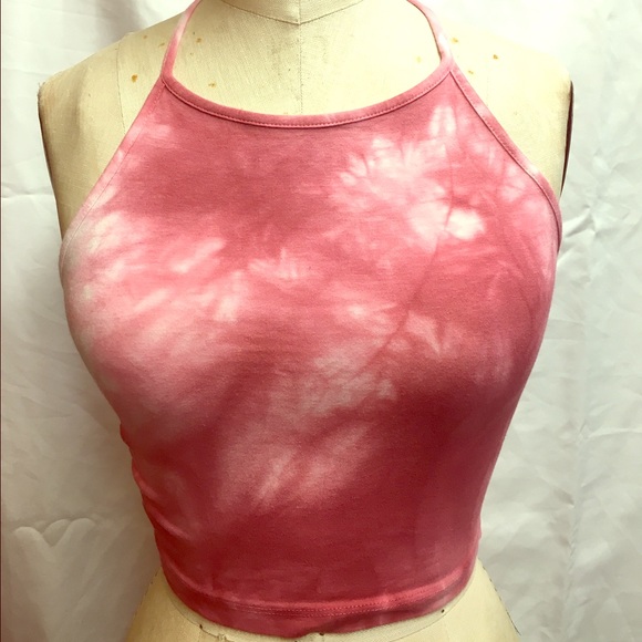 Tie-dyed pinkish red and white top!