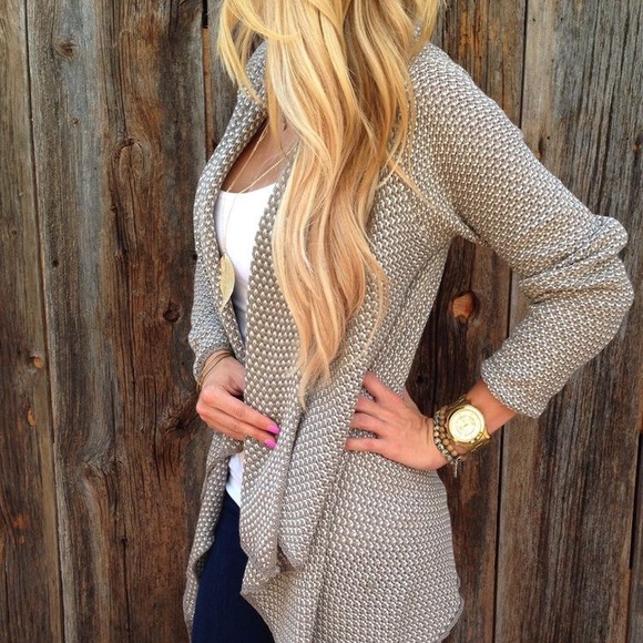 Sweaters - 🍂Fall in Love Beige Woven Cardigan🍂