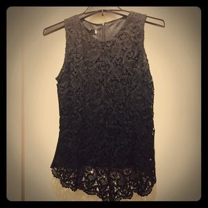 Black Sleeveless Top w/ Lace Overlay Size S NWT