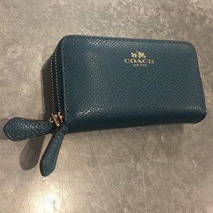 Authentic double zip Coach card holder wallet