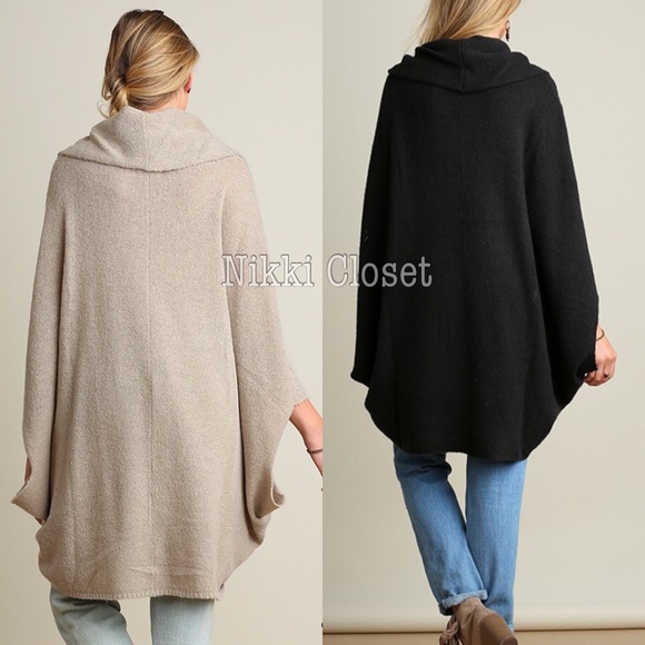 Oatmeal oversized loose fit poncho sweater sold - Picture 4 of 4