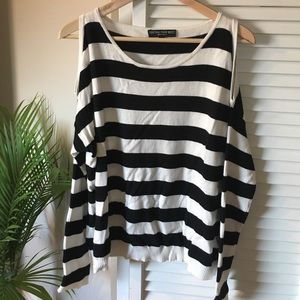 Central Park West Striped Cold Shoulder