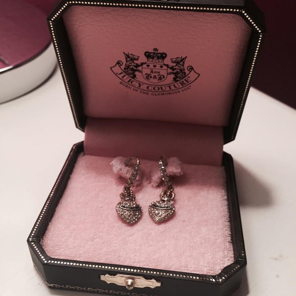 Juicy Couture Dangling Crystal Heart Earrings