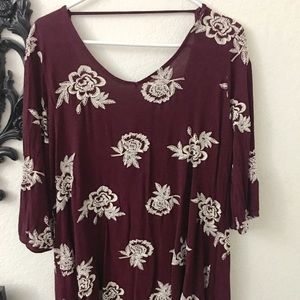 Long sleeved embroidered shift dress