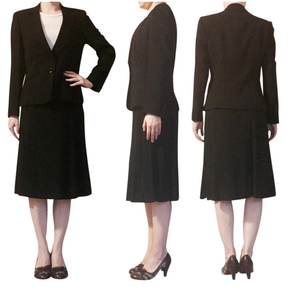 $199 NWOT Talbots 2P Blazer Jacket Black Crepe