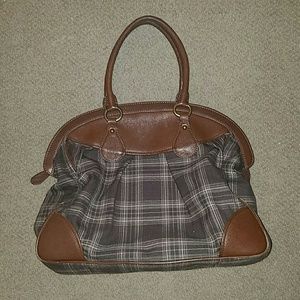 Banana Republic brown plaid satchel