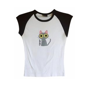 XS Cap Sleeve Darkhorse Comic Tee Gray Anime Cat