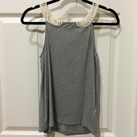 ‼️SOLD‼️ Jersey Crochet Back Tank