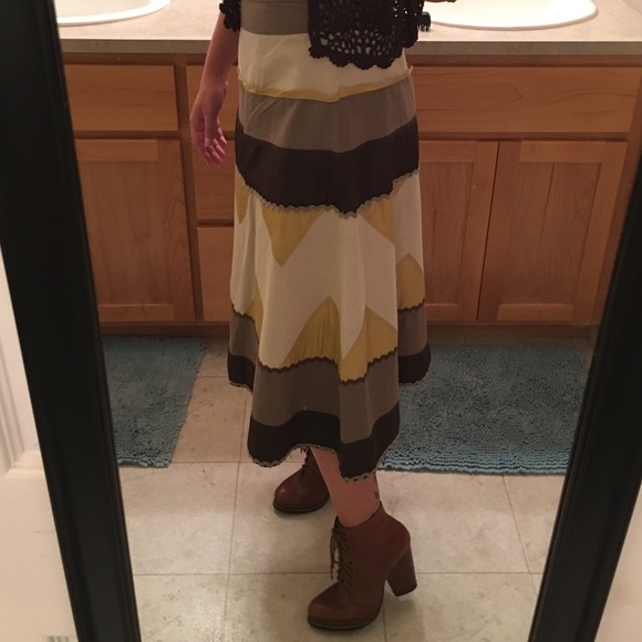 Anthropologie Boho cotton and silk quilt skirt - Picture 3 of 3