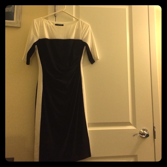 Ralph Lauren, Black and white, curve hugging dress