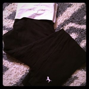 Black ankle crop VS Pink yoga pants. White/silver