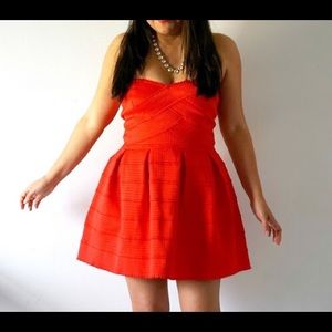 Dresses - Red Structured Skater Dress Dresses - Red Structured Skater Dress