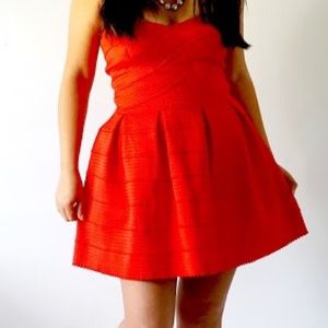 Dresses - Red Structured Skater Dress Dresses - Red Structured Skater Dress