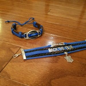 Police support bracelet back the blue combo