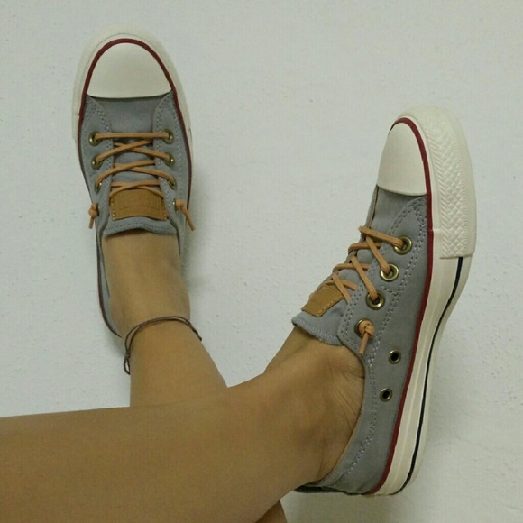 Converse Shoes - New Converse Grey Slip On Sneakers, Sz 6