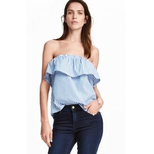 Strapless flounced top