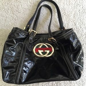Gucci patent leather shoulder bag- authentic.