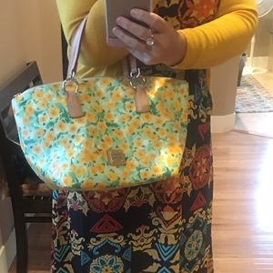 Yellow floral Dooney and bourke coated canvas bag