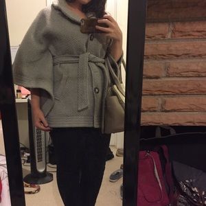 Women's Grey Belted Takara Cape Coat