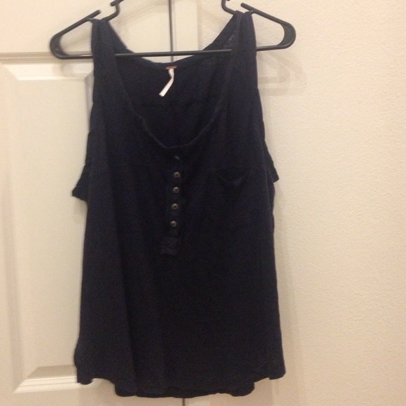 Free People Blue Button Down Tank