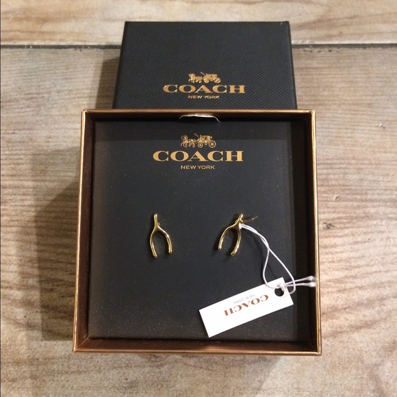 Coach Jewelry - 🎉Host Pick🎉NWT Coach Gold Wishbone Earrings