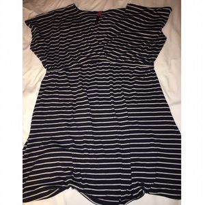Navy & White striped V- Neck Dress