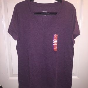 NEW Mossimo Heathered Wine Tissue V-Neck Tee