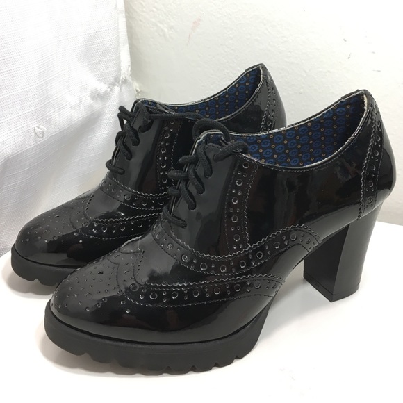 Oxford Patent Platform ankle boots