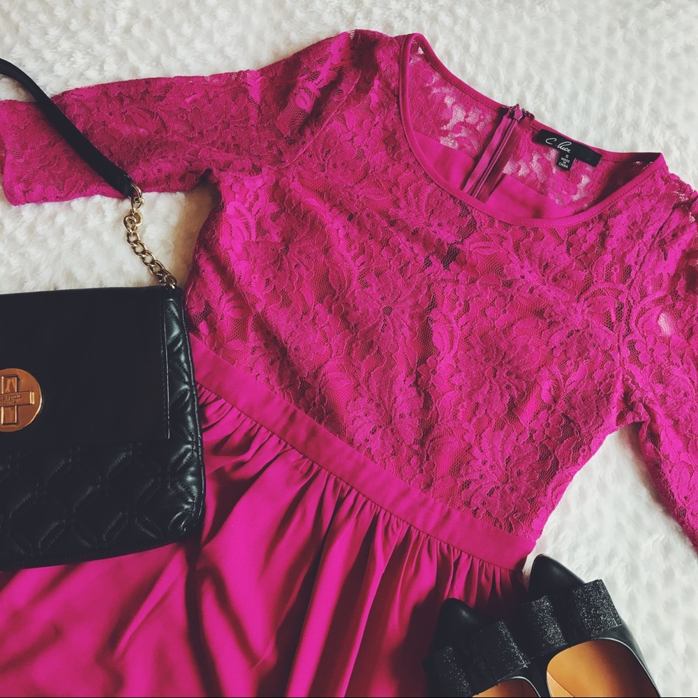 ❌SOLD❌ NWOT ModCloth/C. Luce - Magenta Lace Dress