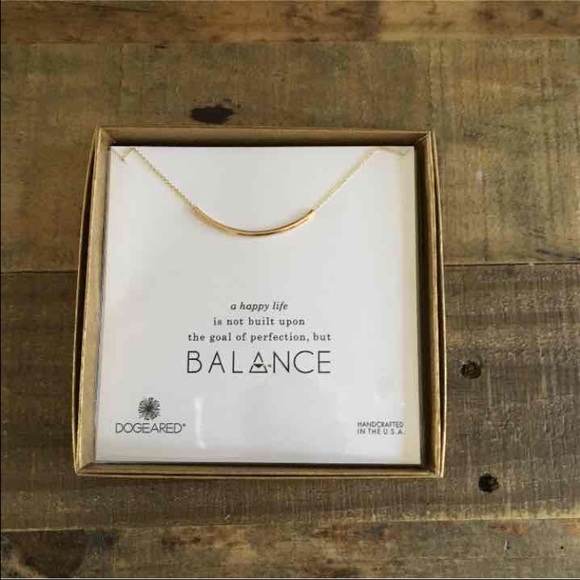 Dogeared Balance Curved Tube Necklace Gold 18"