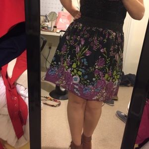 Beautiful Purple Wildflower Elastic Waist Skirt