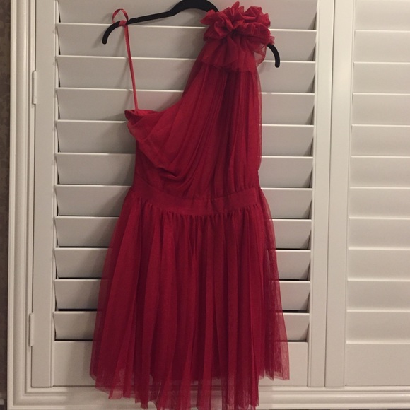 Red one shoulder dress