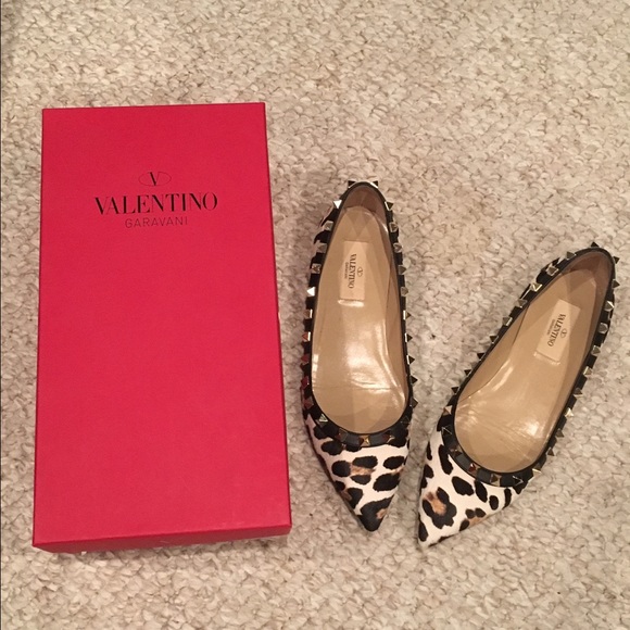 Valentino leopard rockstud flats size 37