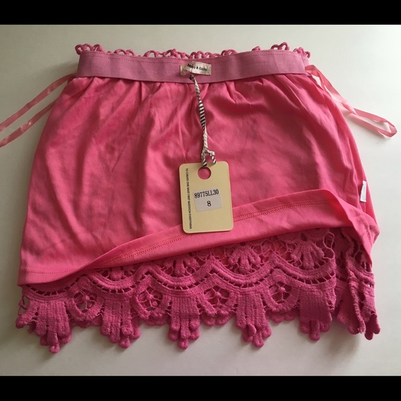 Sabo Skirt Pink Bubble Gum Lace Crochet Mini Skirt - Picture 3 of 8