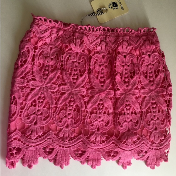 Sabo Skirt Pink Bubble Gum Lace Crochet Mini Skirt - Picture 4 of 8