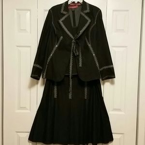 LIKE NEW THREE PIECE PLEATED DENIM SKIRT SUIT