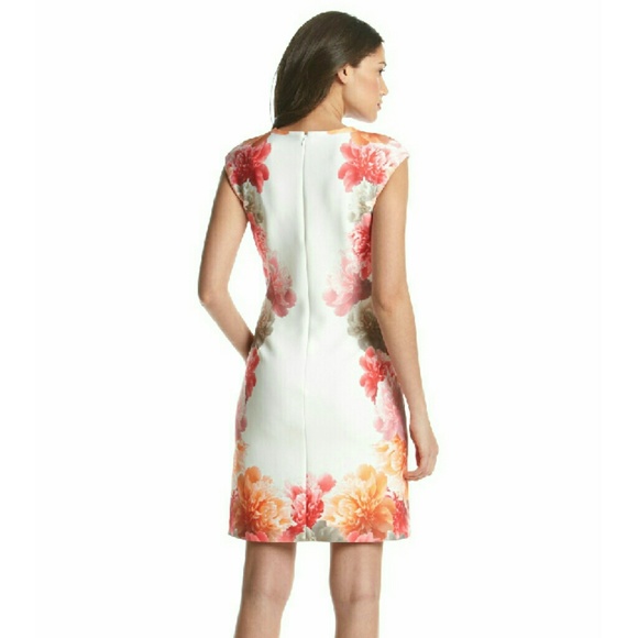 New! Calvin Klein Floral Print Scuba Sheath Dress - Picture 2 of 4