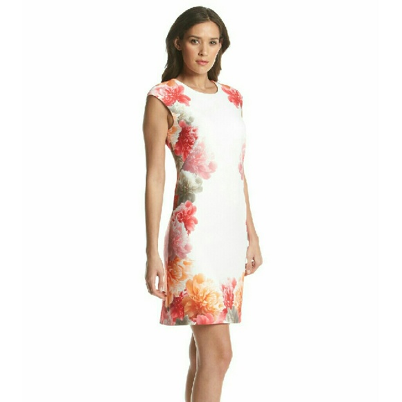 New! Calvin Klein Floral Print Scuba Sheath Dress - Picture 3 of 4