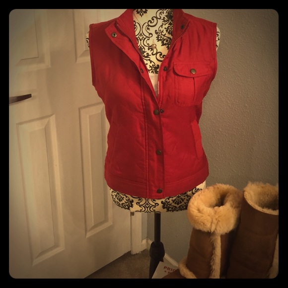 🍁Quilted Mock Collar button/zip vest🍁