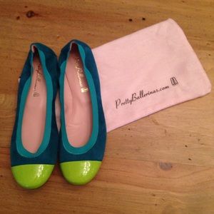 Blue & lime green flats